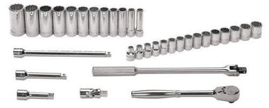 10 - 24MM Shallow & 13 - 30 Deep Williams 1/2" Dr Socket & Tool Set 12 Pt 33 Pcs - MSS-33F