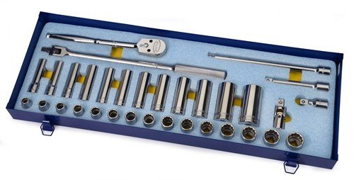 10 - 24MM Shallow & 13 - 30 Deep Williams 1/2" Dr Socket & Tool Set 12 Pt 33 Pcs & Tool Box - MSS-33FTB