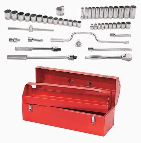 10 - 36MM Shallow & 13 - 30MM Deep Williams 1/2" Dr Socket & Tool Set 12 Pt 47 Pcs & Tool Box - MSS-47TB