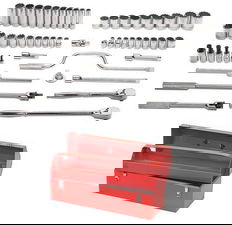 3/8 - 1 1/2" Shallow & 1/2 -1 1/8" Deep Williams 1/2" Dr Socket & Tool Set 12 Pt 57 Pcs & Tool Box - WSS-57TB