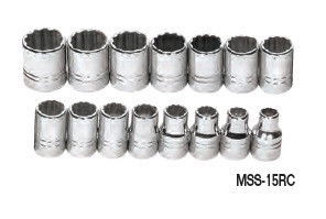 10 - 24MM Williams 1/2" Dr Shallow Socket Set 12 Pt 15 Pcs - MSS-15RC