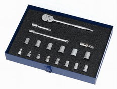 6 - 19MM Williams 3/8 Dr Socket & Tool Set 6 Pt 18 Pcs & Tool Box - MSB-18HFTB
