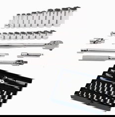 3/8 - 7/8" Williams 3/8" Dr Shallow & Deep Socket & Tool Set 6 Pt 23 Pcs & Tool Box - WSB-23HFTB