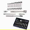 3/8 - 7/8" Williams 3/8" Dr Shallow & Deep Socket & Tool Set 6 Pt 23 Pcs & Tool Box - WSB-23HFTB
