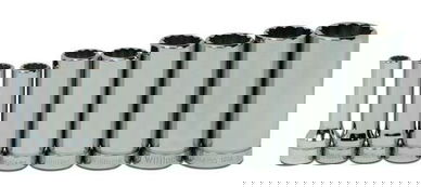 3/8 - 7/8" Williams 3/8" Dr Deep Socket Set 12 Pt 9 Pcs - WSBD-9RC