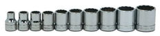 5/16 - 7/8" Williams 3/8" Dr Shallow Socket Set 12 Pt 10 Pcs - WSB-10RC