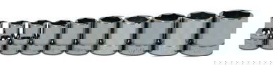 5/16 - 7/8" Williams 3/8" Dr Shallow Socket Set 6 Pt 10 Pcs - WSB-10HRC