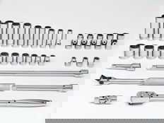 SAE Williams 3/8" Dr Shallow, Deep & Universal Socket & Tool Set 8 & 12 Pt 32 Pcs - WSB-32F