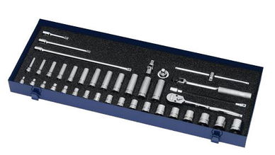 6 - 24MM Shallow & 8 - 19MM Deep Williams 3/8" Dr Socket & Tool Set 12 Pt 39 Pcs & Tool Box - MSB-39FTB