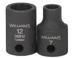 12MM Williams 3/8" Dr Shallow Impact Socket 12 Pt - 36612