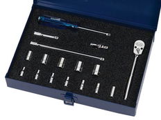 4 - 14MM Williams 1/4" Dr Shallow Socket Tool Set 6 Pt 17 Pcs & Tool Box - MSM-17HFTB