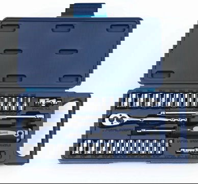 3/16 - 9/16" & 4 - 14MM Williams 1/4" Dr Shallow Socket & Tool Set 12 Pt 27 Pcs & Tool Box - 50672