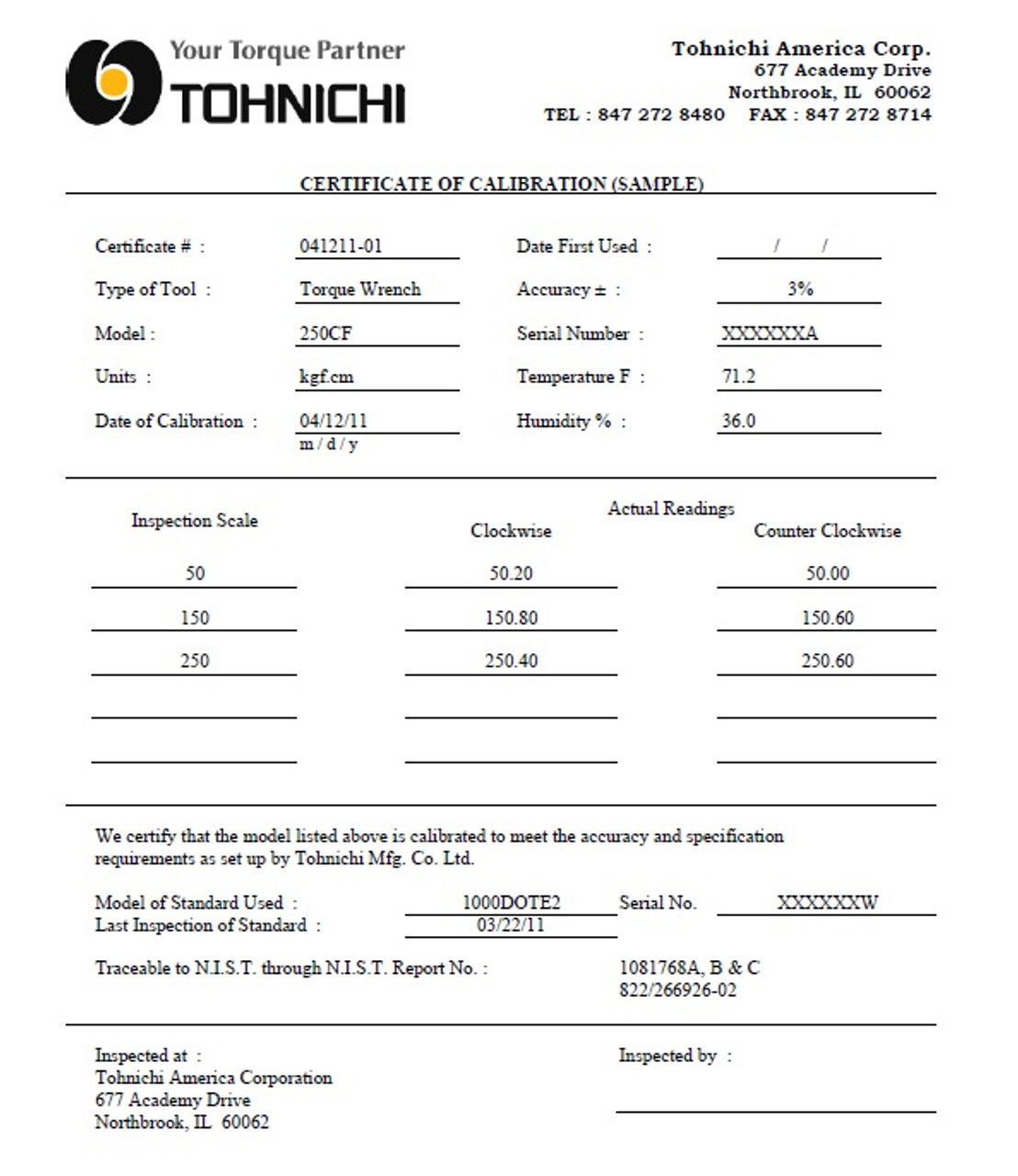 8.9 - 53.1 In Lbs / 1 - 6 Nm Tohnichi Interchangeable Head