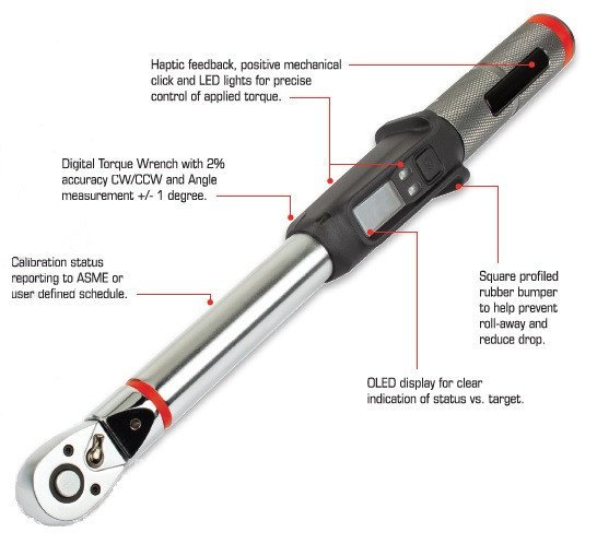 1/2" Dr 25-250 Ft Lbs / 17-340 Nm Proto Bluetooth Electronic Torque Wrench - J6114BT