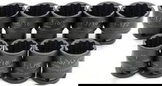 1-3/16 - 2-3/8" Williams 3/4" Dr Impact Shallow Socket Set 12 Pt 17Pcs - JHW38926
