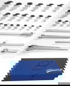 1 1/16 - 3 1/8 Williams SAE 1" Dr Socket & Drive Tool Set 12 Pt 27 Pcs with Tool Box - JHWWSX-28TB