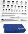 1 1/16 - 3 1/8 Williams SAE 1" Dr Socket & Drive Tool Set 12 Pt 27 Pcs with Tool Box - JHWWSX-28TB