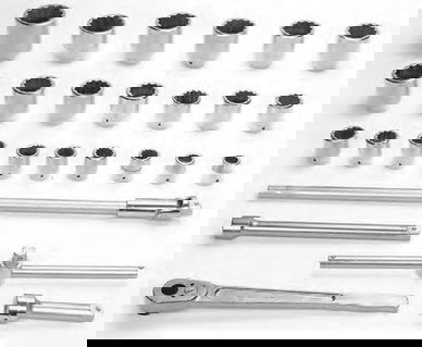 1 1/16 - 3 1/8 Williams SAE 1" Dr Socket & Drive Tool Set 12 Pt 27 Pcs - JHWWSX-28
