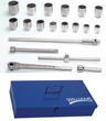 1/2 - 3" Williams 1" Dr Socket and Drive Tool Set 12 Pt 19 Pcs & Metal Tool Box - JHWWSX-21TB