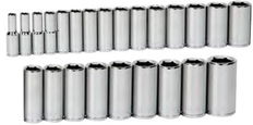 9 - 36MM Williams 1/2" Dr Deep Socket Set On Clip Rail 6 Pt 24 Pcs- JHW32945