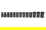 3/8 - 3/4 - 10 - 17MM Williams Turbosocket Salvage Socket Set On Clip Rail, SAE and Metric 13 Pc- JHWTSCS3813