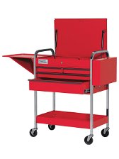 41" Williams Service Cart 4 Drawers with Lid, Rack and Shelf, Red - JHW50724