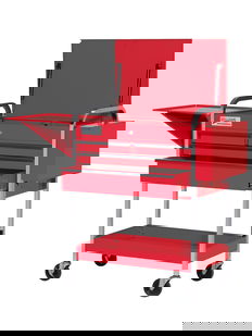 41" Williams Service Cart 4 Drawers with Lid, Rack and Shelf, Red - JHW50724