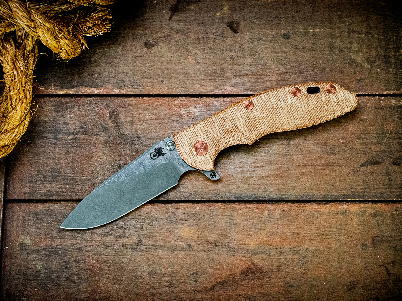 ExpProductCell_XM-18 3.5"-20CV-Slicer-Hollow Ground-Working Finish Two Tone Blade-Stonewash Blue-Smooth Natural Micarta-Copper Hardware/HMBS