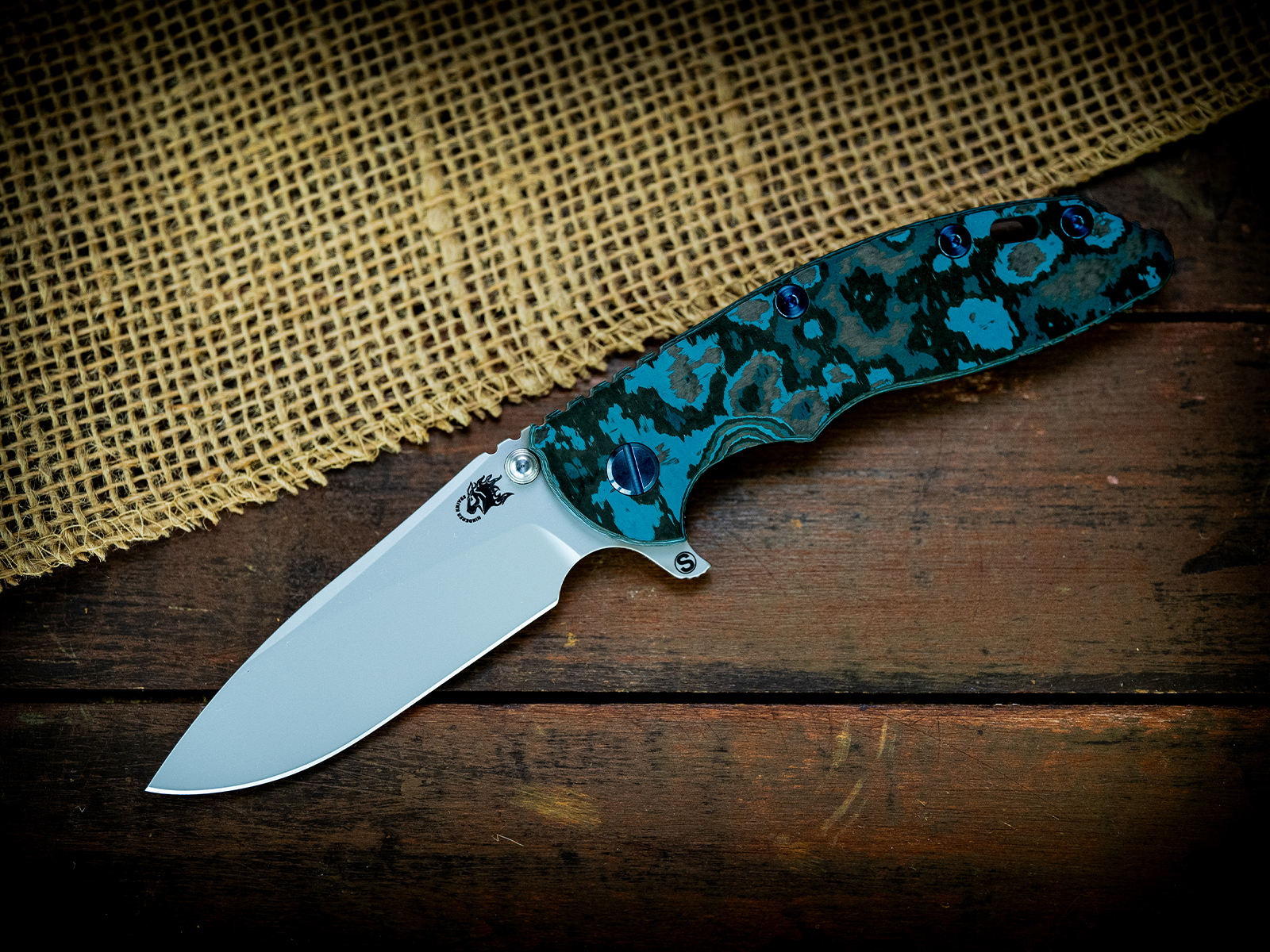 XM-18 3.5" Skinny Slicer-Flat Ground-Bead Blast Blue-Arctic Storm FCF-Blue Ti Hardware XM-18 3.5" Skinny Slicer-Flat Ground-Bead Blast Blue-Arctic Storm FCF-Blue Ti Hardware