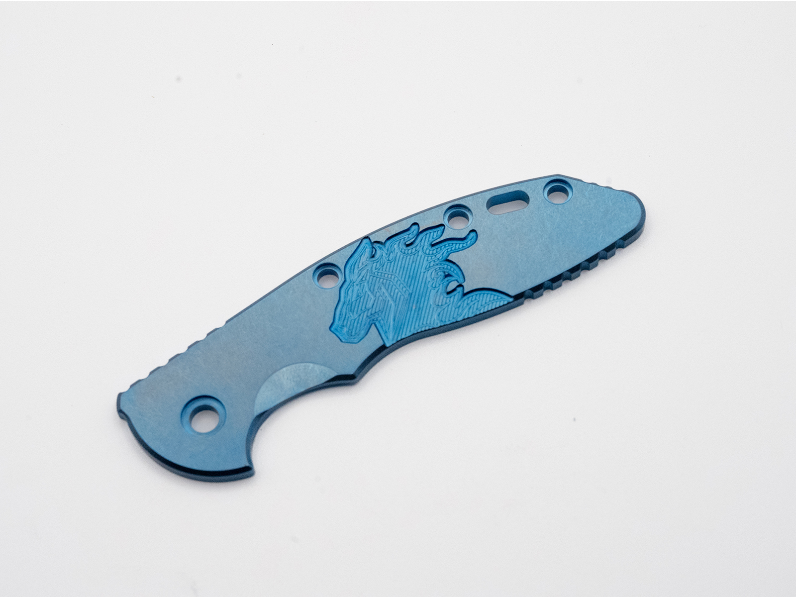 3.5" XM18 Titanium Scale-Milled Horse Head Logo-Smooth-Stonewash Blue 3.5" XM18 Titanium Scale-Milled Horse Head Logo-Smooth-Stonewash Blue