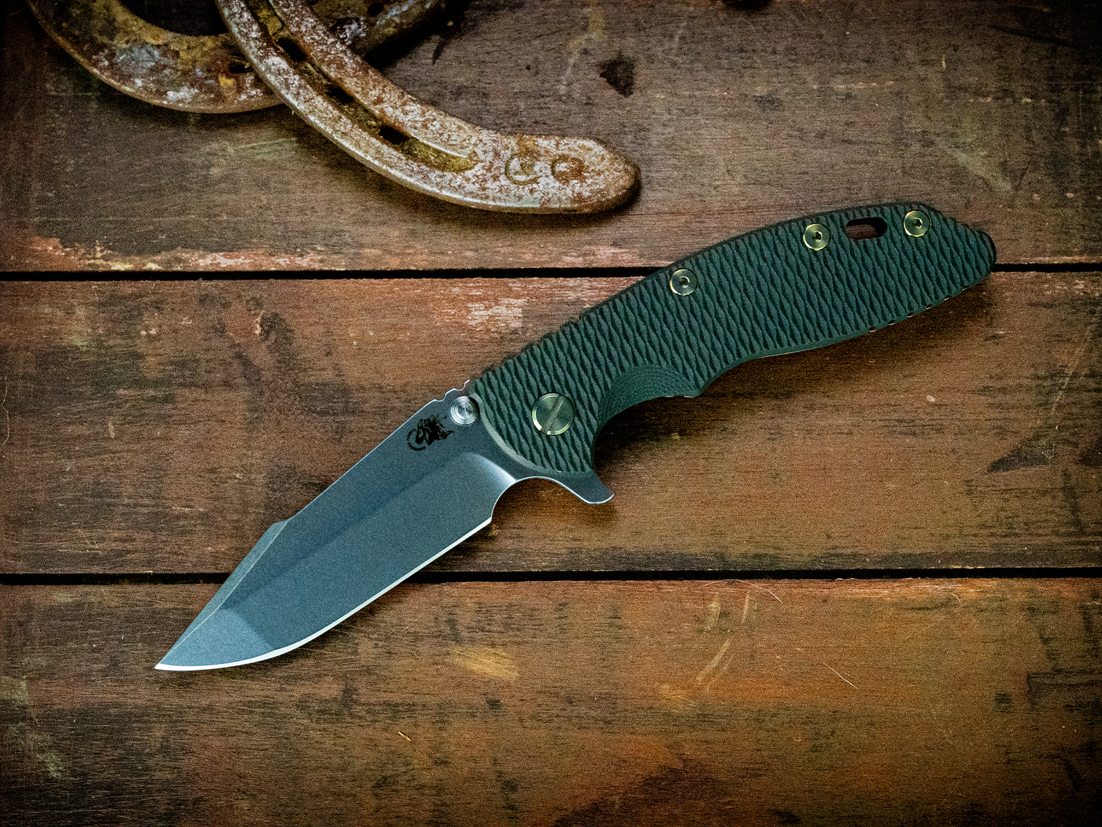 ExpProductCell_XM-18 3.5" Harpoon Spanto-S45VN-Stonewash Bronze-Dark Green G10-Gold Ti Hardware