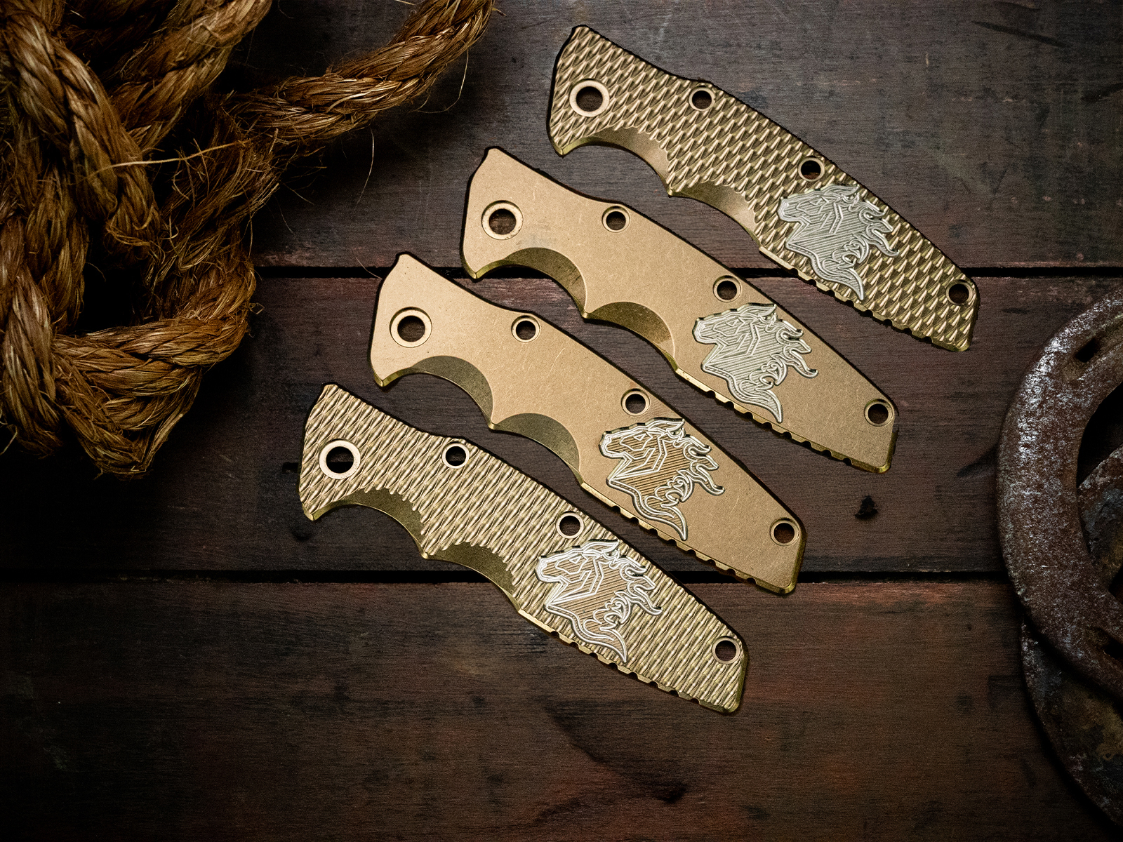 ExpProductCell_Eklipse 3.5" Skinny Titanium Scale-Milled Horse Head Logo-Stonewash Bronze