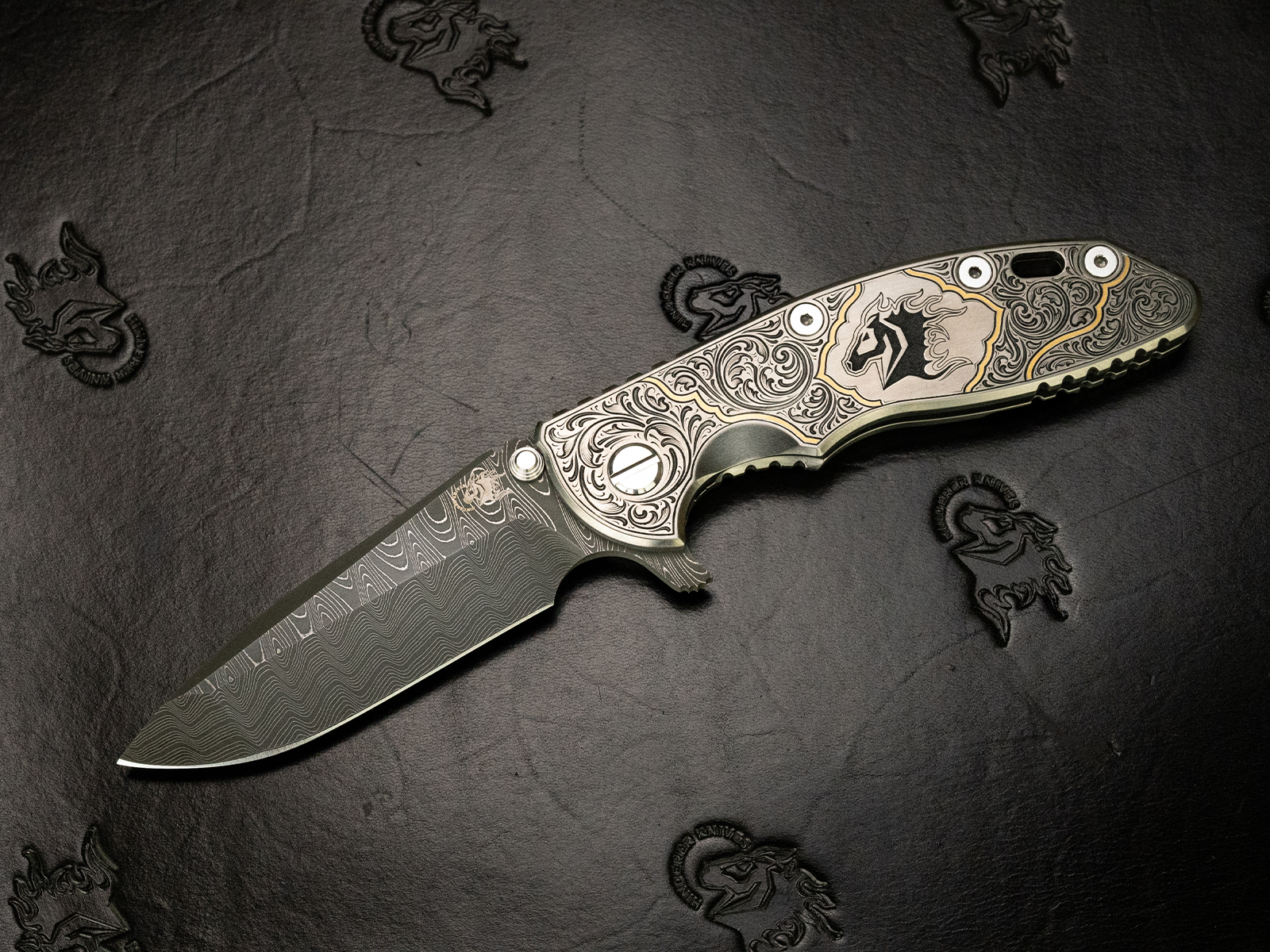 ExpProductCell_XM-18 3.5" Artistry Series - Gold Engraved - Nichols Stainless Ladder Damascus -5