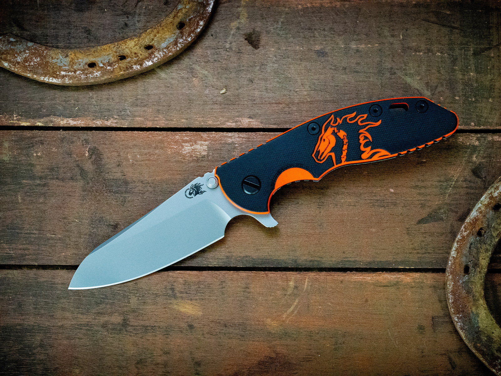 XM-18 3.5"-S45VN-Sheepsfoot-Bead Blast Blade-Battle Black Halloween-G10-Orange Standoffs XM-18 3.5"-S45VN-Sheepsfoot-Bead Blast Blade-Battle Black Halloween-G10-Orange Standoffs