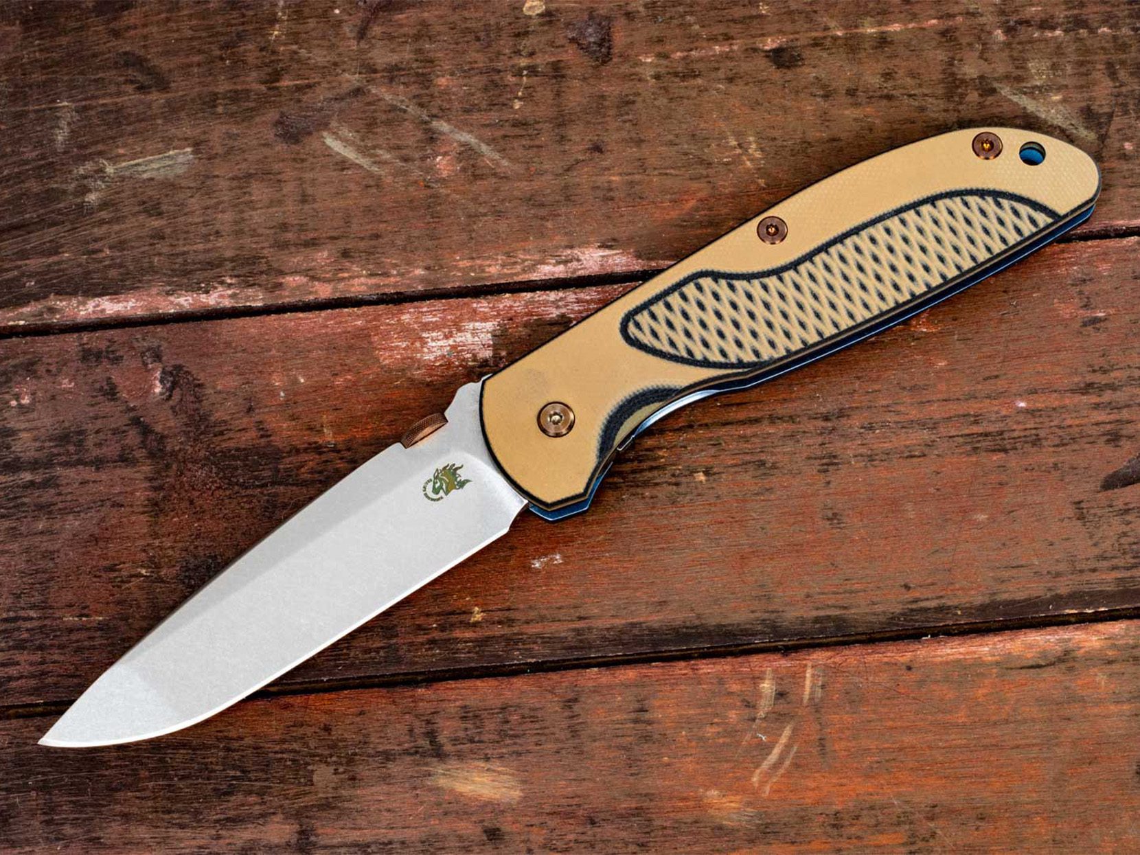 FireTac Spanto-Dog Paw Series-Stonewash-Bronze Ti Hardware-Stonewash Blue-Coyote/Black G10 FireTac Spanto-Dog Paw Series-Stonewash-Bronze Ti Hardware-Stonewash Blue-Coyote/Black G10