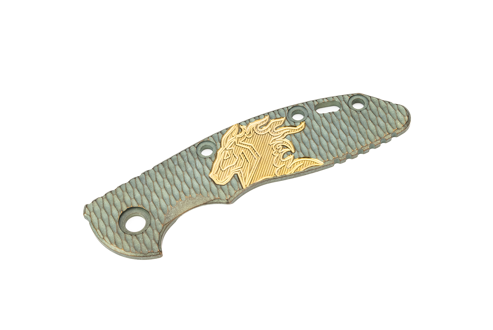 3.0" XM18 Titanium Scale-Engraved-Textured-Battle Green-Bronze 3.0" XM18 Titanium Scale-Engraved-Textured-Battle Green-Bronze
