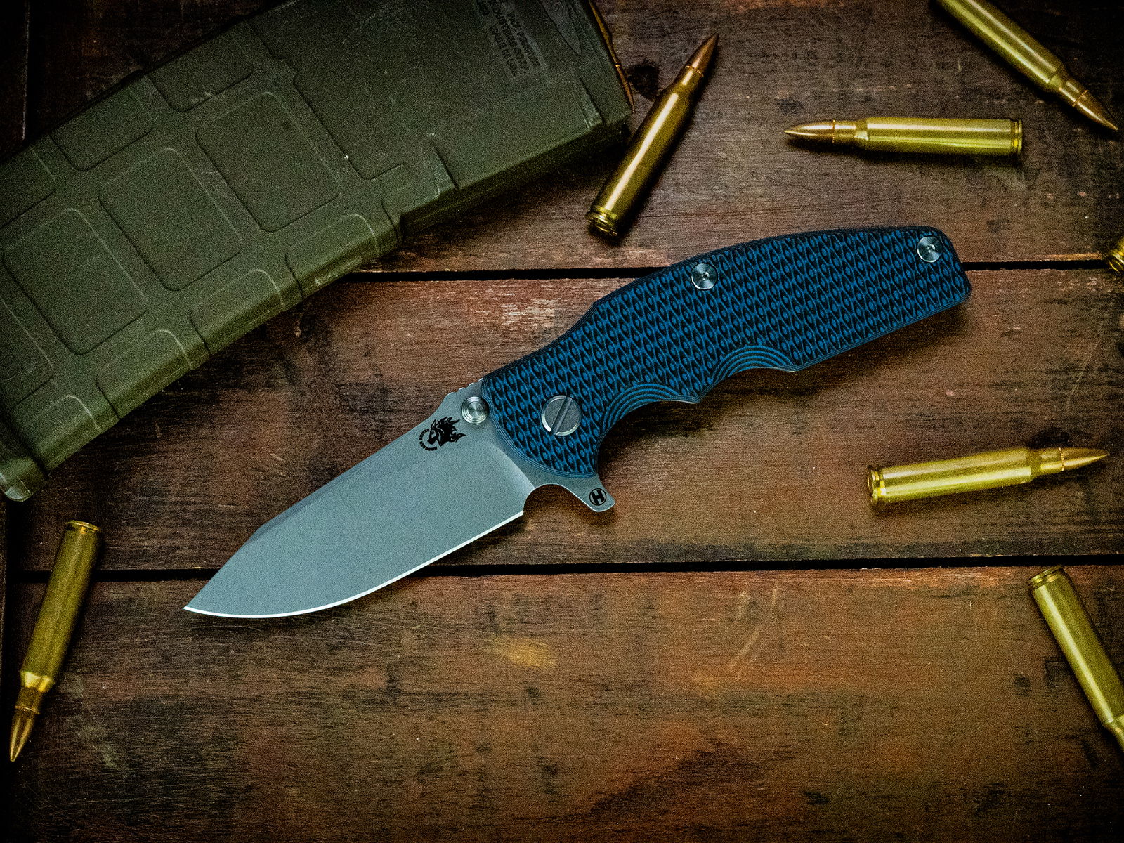 blue mindcort コルトx11 Jurassic-Slicer Hollow Ground-Magnacut-Battle Blue-G10