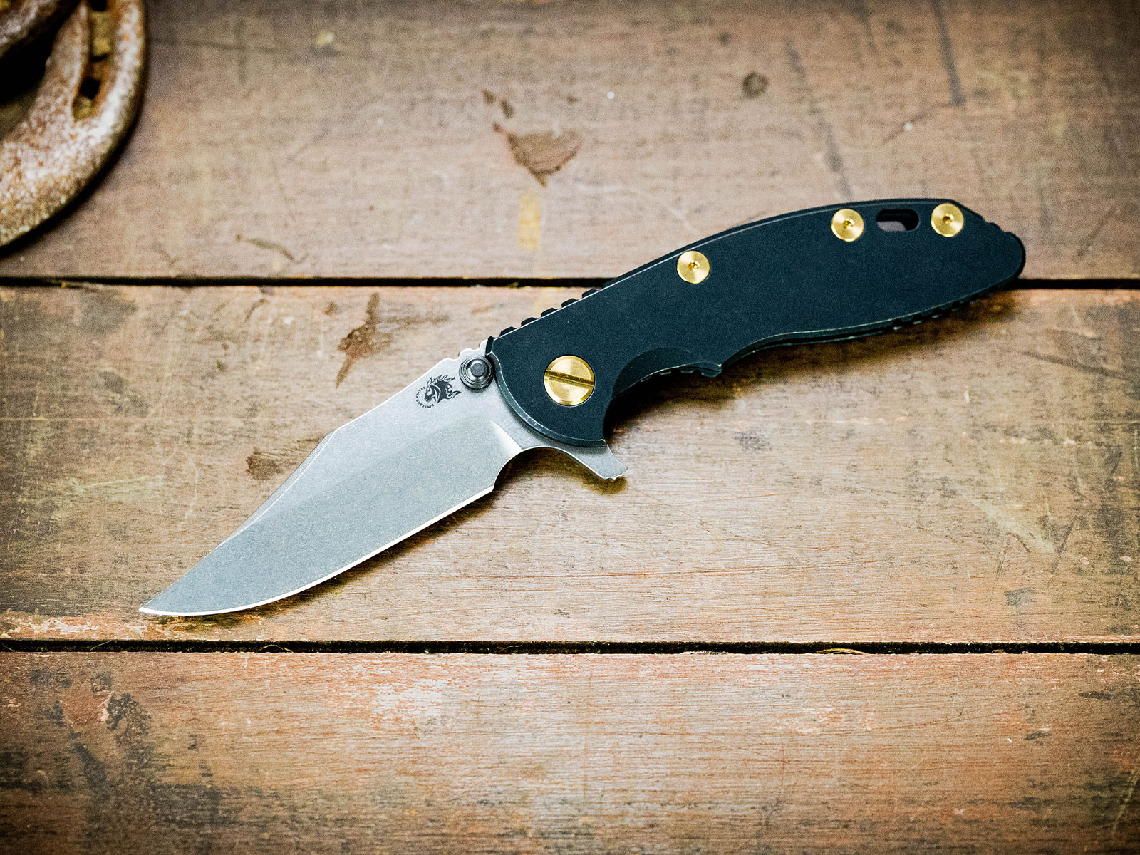 ExpProductCell_XM-18 3.0" Bowie-20CV-Stonewash Blade-Battle Black Full Ti-Brass Hardware ExpProductCell_XM-18 3.0" Bowie-20CV-Stonewash Blade-Battle Black Full Ti-Brass Hardware