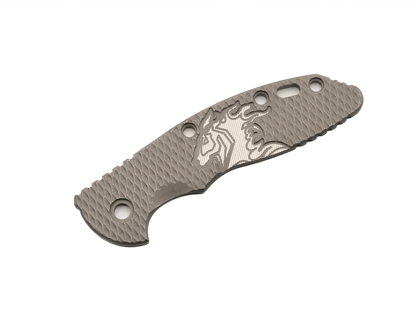 3.5" XM18 Titanium Scale-Milled Horse Head Logo-Textured-Working Finish-Working Finish/Silver 3.5" XM18 Titanium Scale-Milled Horse Head Logo-Textured-Working Finish-Working Finish/Silver