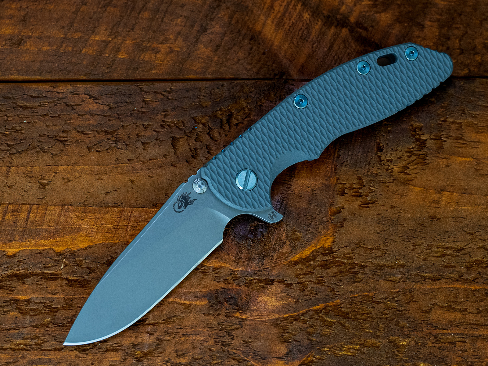XM-18 3.5- Slicer Hollow Ground-S45VN-Working Finish Blue-Grey G10-Blue Ti Hardware XM-18 3.5- Slicer Hollow Ground-S45VN-Working Finish Blue-Grey G10-Blue Ti Hardware