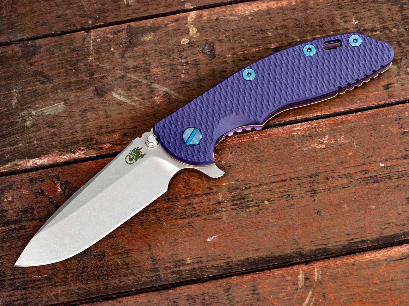 XM-18 3.5" Spearpoint-Stonewash-Blue Paw-Purple G10 XM-18 3.5" Spearpoint-Stonewash-Blue Paw-Purple G10