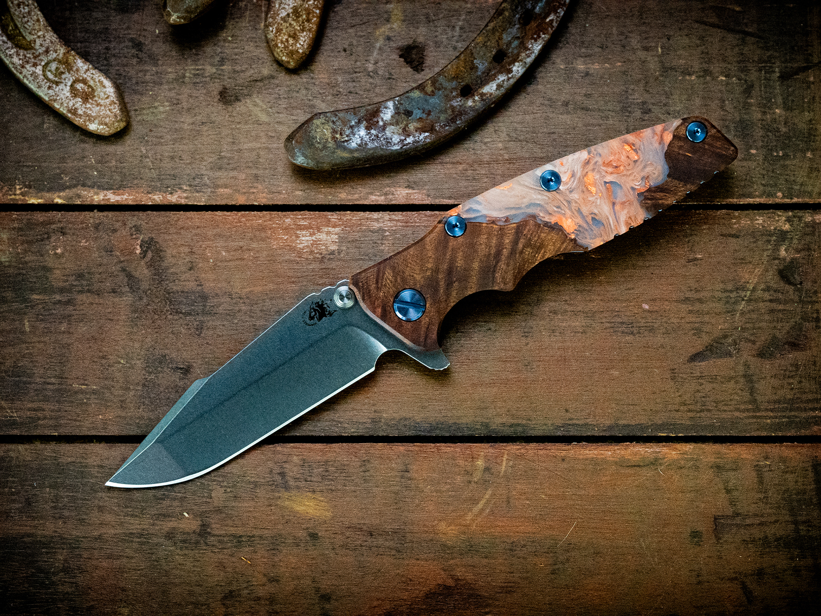 Eklipse-Harpoon Spanto-S45VN-Stonewash Blue-Wood/Resin-Blue Ti Hardware Eklipse-Harpoon Spanto-S45VN-Stonewash Blue-Wood/Resin-Blue Ti Hardware