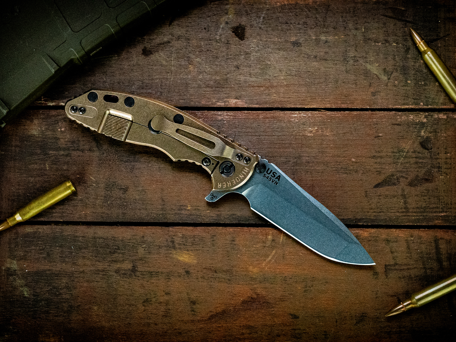 ExpProductCell_XM-18 3.5" Spanto-S45VN-Stonewash Bronze-Smooth Black G10-Black Nitride Hardware