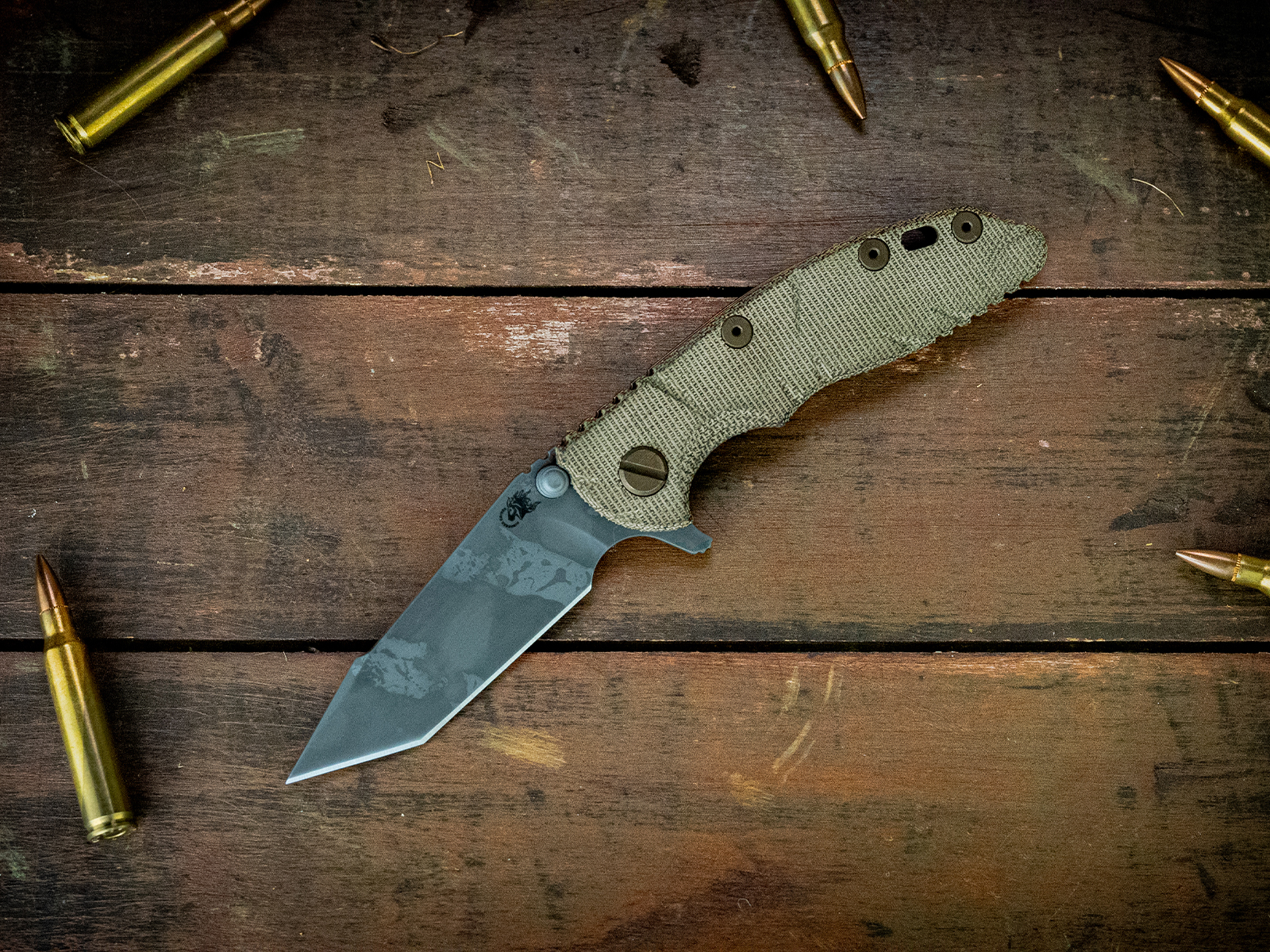 XM-18 3" Harpoon Tanto-S45VN-BPU950-Smooth OD Green Micarta XM-18 3" Harpoon Tanto-S45VN-BPU950-Smooth OD Green Micarta