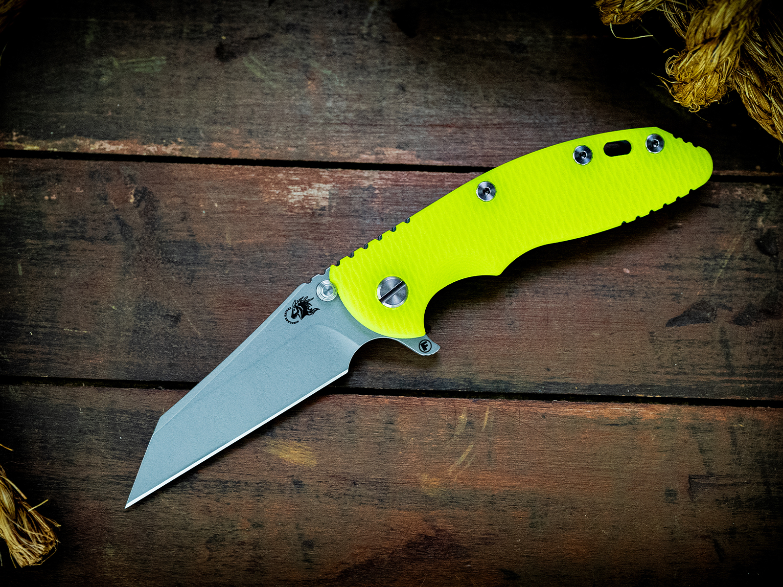 XM-18 3.5" Fatty Wharncliffe-S45VN-Working Finish Blue/Green-Chartreuse G10 XM-18 3.5" Fatty Wharncliffe-S45VN-Working Finish Blue/Green-Chartreuse G10