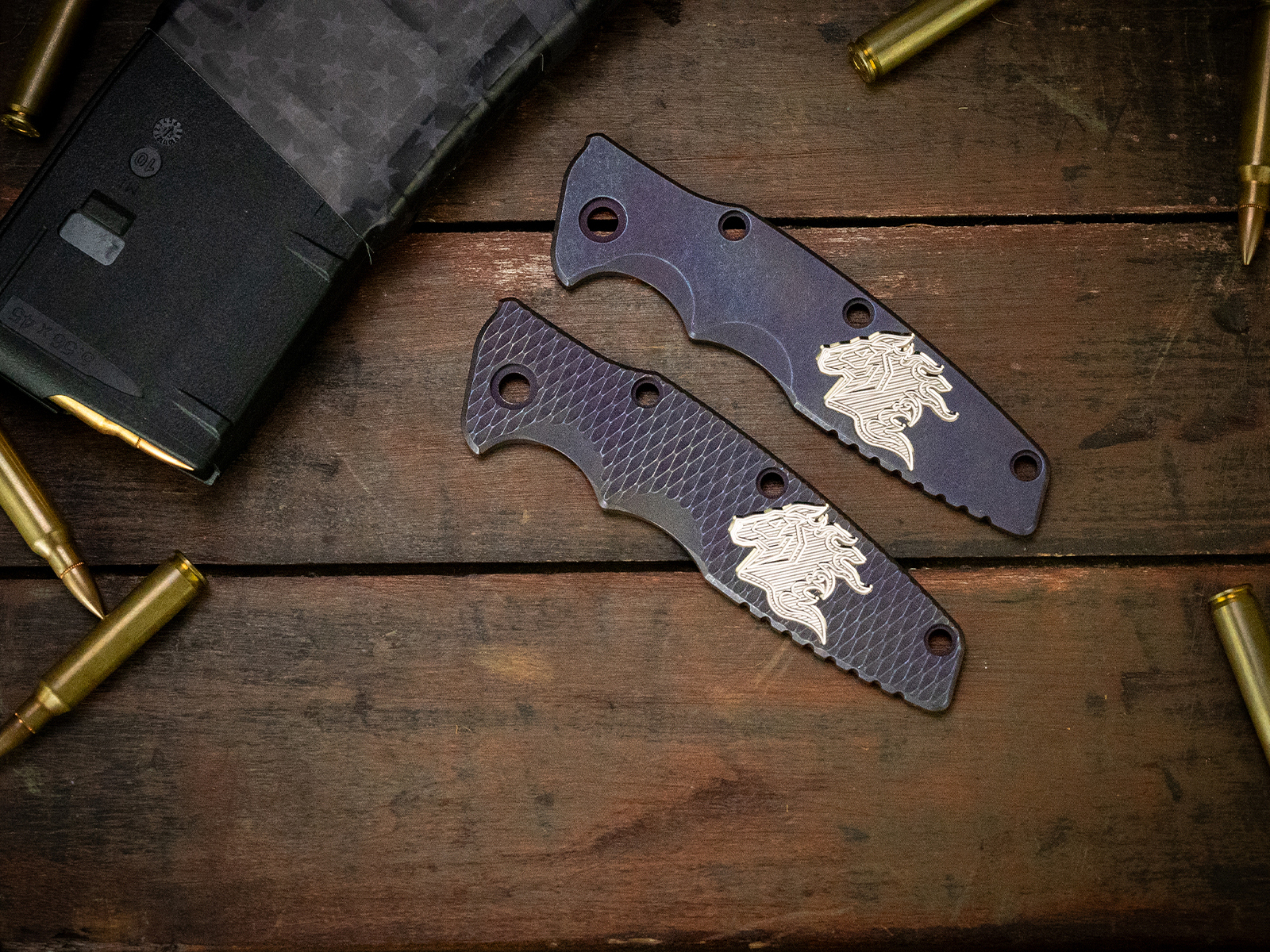 Eklipse 3.5"Titanium Scale-Milled Horse Head Logo-Battle Purple Eklipse 3.5"Titanium Scale-Milled Horse Head Logo-Battle Purple