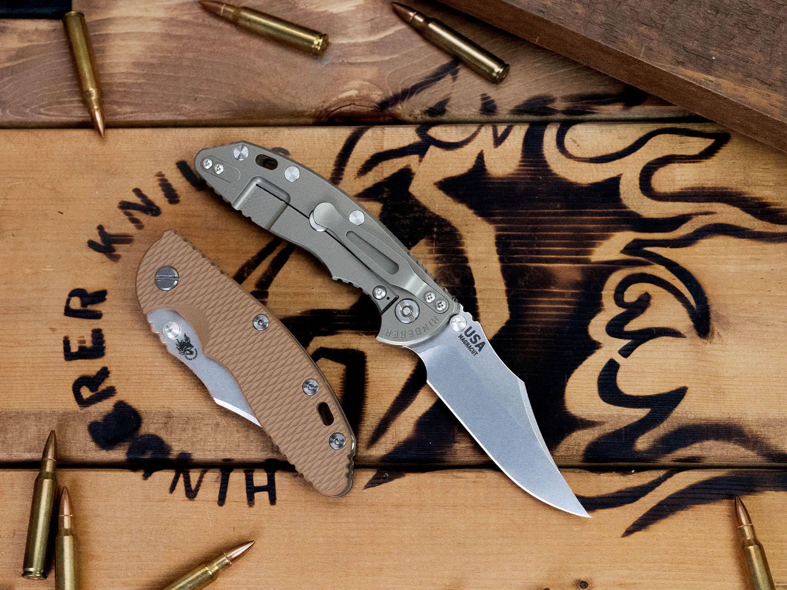 ExpProductCell_XM-18 3.5" Bowie-Non Flipper-Magnacut-Stonewash Blade-Bead Blast Bronze-G10