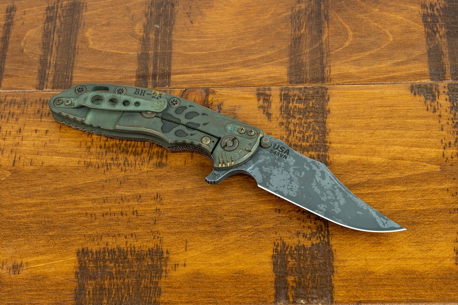 XM-18 3.5" Bowie-S45VN-Battle Hound Green-Natural Micarta