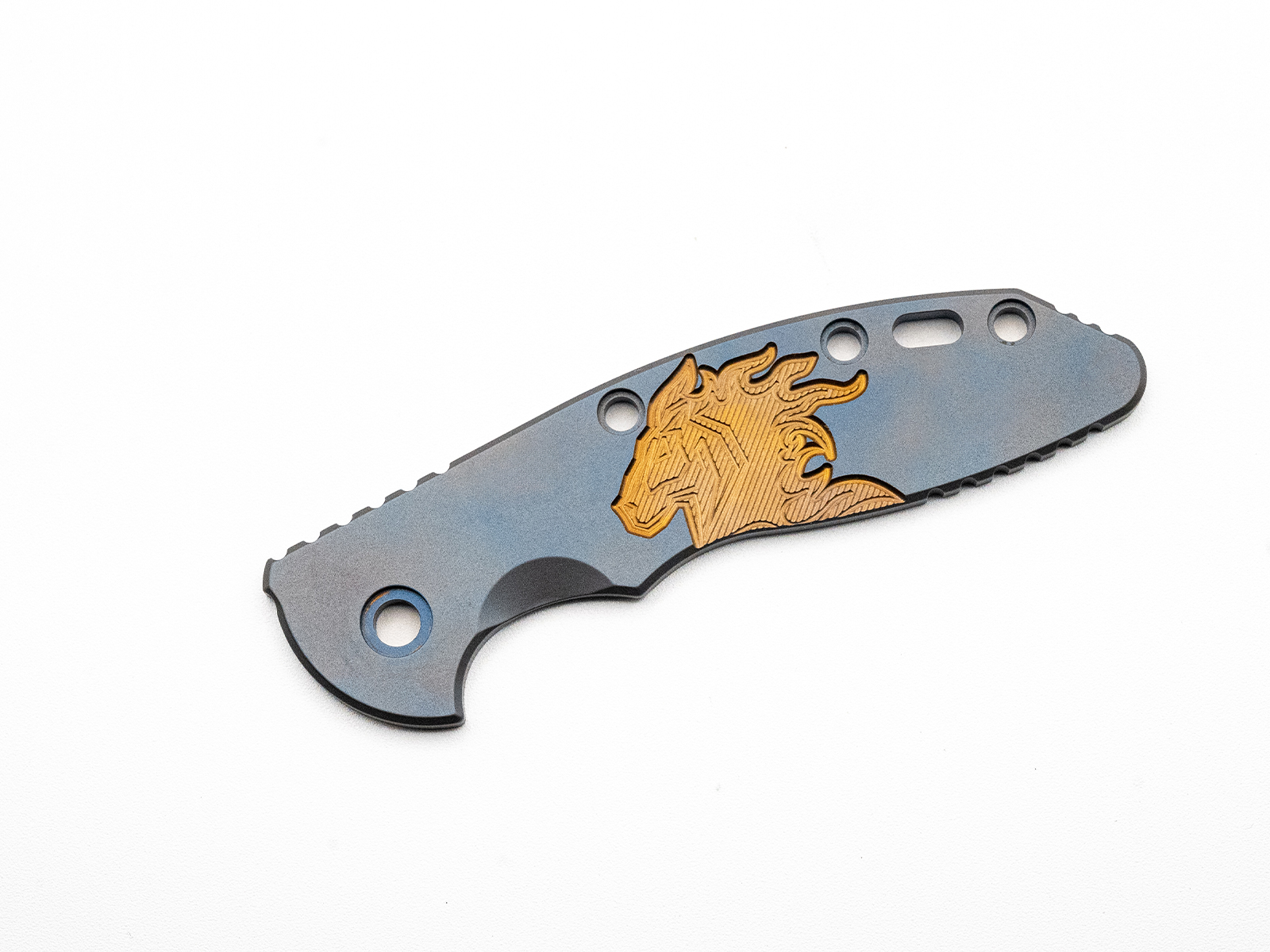 ExpProductCell_3.5" XM18 Titanium Scale-Milled Horse Head Logo-Smooth-Bead Blast Blue-Bronze/Bronze