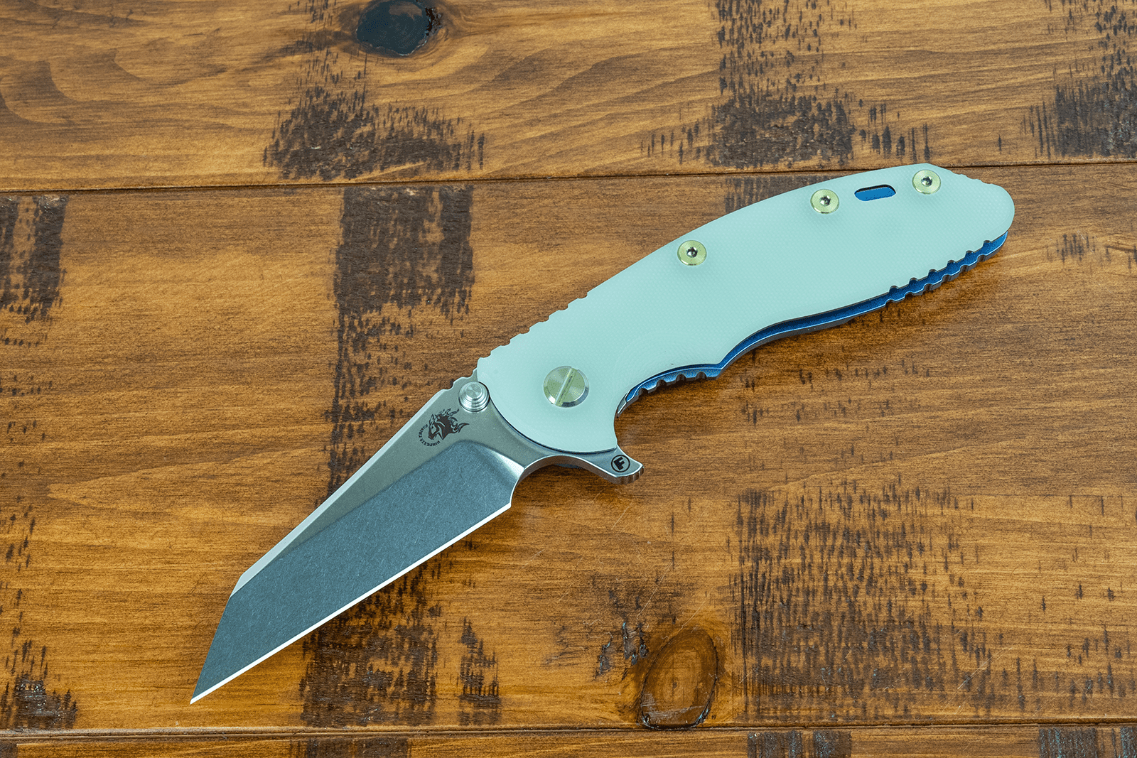 XM-18 3.5" Fatty Wharncliffe-S45VN-Stonewash Double Anodized-Smooth Translucent G10-Titanium Hardware